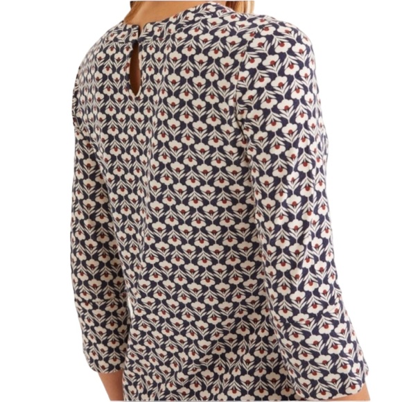 Boden Althea Petal Head Geometric Floral Keyhole 3/4 Sleeve Tee - 8 - Picture 2 of 13